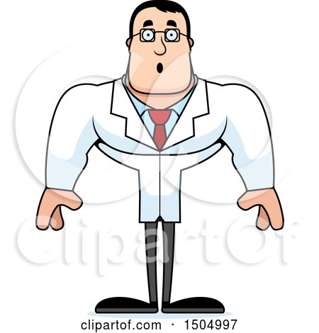 Clipart of a Shocked Buff Caucasian Male Scientist - Royalty Free Vector Illustration by Cory Thoman