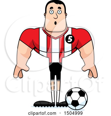 Clipart of a Surprised Buff Caucasian Male Soccer Player Athlete - Royalty Free Vector Illustration by Cory Thoman
