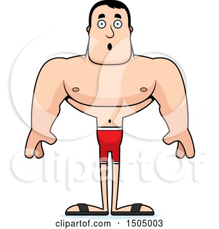 Clipart of a Surprised Buff Caucasian Male Swimmer - Royalty Free Vector Illustration by Cory Thoman