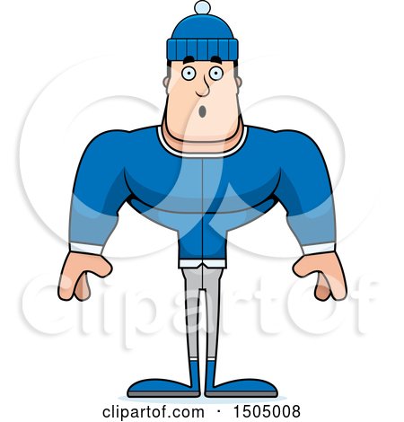 Clipart of a Surprised Buff Caucasian Man in Winter Apparel - Royalty Free Vector Illustration by Cory Thoman