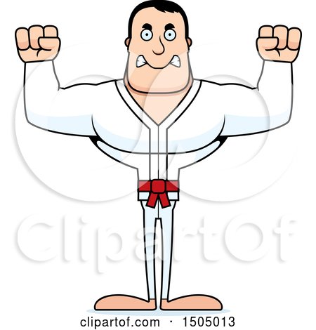 Clipart of a Mad Buff Caucasian Karate Man - Royalty Free Vector Illustration by Cory Thoman