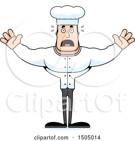 Clipart of a Scared Buff Caucasian Male Chef - Royalty Free Vector Illustration by Cory Thoman