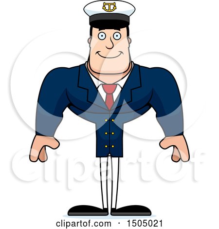 Clipart of a Happy Buff Caucasian Male Sea Captain - Royalty Free Vector Illustration by Cory Thoman