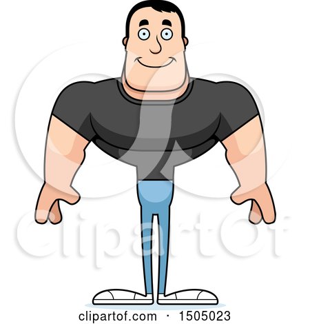 Clipart of a Happy Buff Casual Caucasian Man - Royalty Free Vector Illustration by Cory Thoman