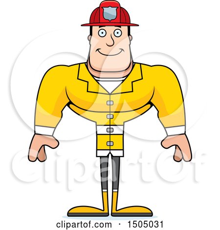 Clipart of a Happy Buff Caucasian Male - Royalty Free Vector Illustration by Cory Thoman
