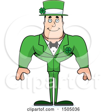 Clipart of a Happy Buff Caucasian Irish Man - Royalty Free Vector Illustration by Cory Thoman