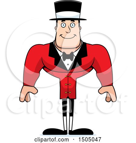 Clipart of a Happy Buff Caucasian Male Circus Ringmaster - Royalty Free Vector Illustration by Cory Thoman