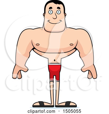 Clipart of a Happy Buff Caucasian Male Swimmer - Royalty Free Vector Illustration by Cory Thoman