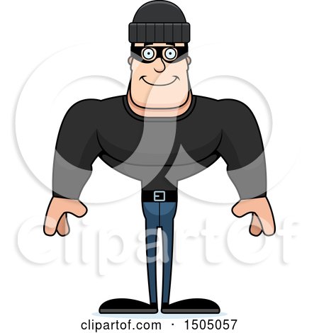 Clipart of a Happy Buff Caucasian Male Robber - Royalty Free Vector Illustration by Cory Thoman