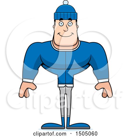 Clipart of a Happy Buff Caucasian Man in Winter Apparel - Royalty Free Vector Illustration by Cory Thoman