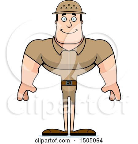 Clipart of a Happy Buff Caucasian Male Zookeeper - Royalty Free Vector Illustration by Cory Thoman