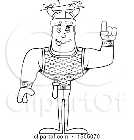 Clipart of a Black and White Drunk Buff Male Viking - Royalty Free Vector Illustration by Cory Thoman