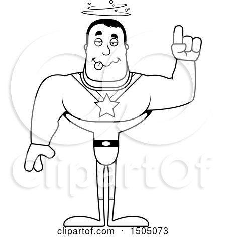 Clipart of a Black and White Drunk Buff Male Super Hero - Royalty Free Vector Illustration by Cory Thoman