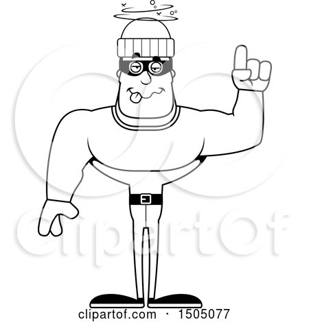 Clipart of a Black and White Drunk Buff Male Robber - Royalty Free Vector Illustration by Cory Thoman