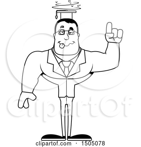 Clipart of a Black and White Drunk Buff Male Teacher - Royalty Free Vector Illustration by Cory Thoman