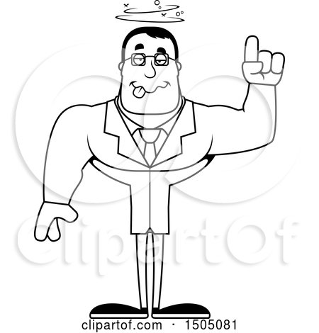 Clipart of a Black and White Drunk Buff Male Scientist - Royalty Free Vector Illustration by Cory Thoman