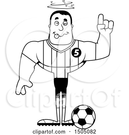 Clipart of a Black and White Drunk Buff Male Soccer Player Athlete - Royalty Free Vector Illustration by Cory Thoman