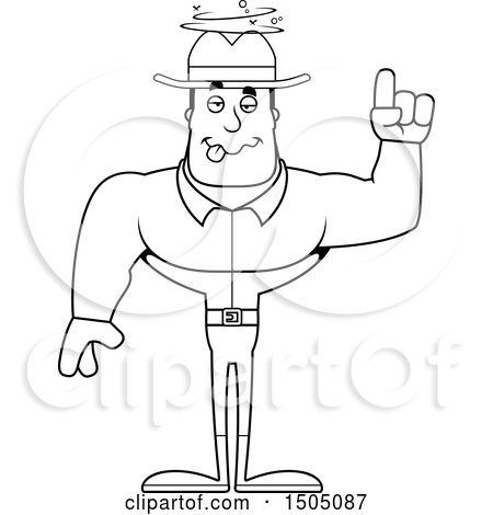 Clipart of a Black and White Drunk Buff Male Cowboy - Royalty Free Vector Illustration by Cory Thoman