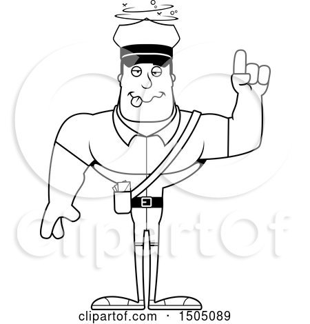 Clipart of a Black and White Drunk Buff Male Postal Worker - Royalty Free Vector Illustration by Cory Thoman