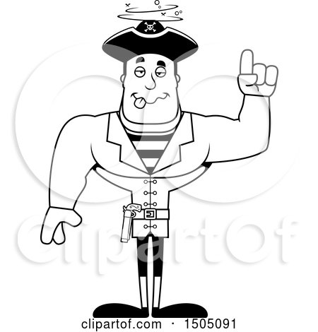 Clipart of a Black and White Drunk Buff Male Pirate Captain - Royalty Free Vector Illustration by Cory Thoman