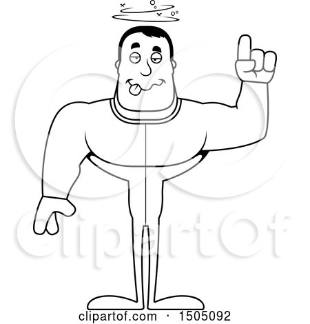 Clipart of a Black and White Drunk Buff Male in Pjs - Royalty Free Vector Illustration by Cory Thoman