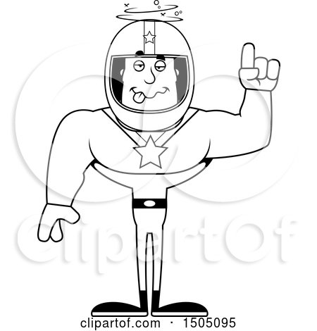 Clipart of a Black and White Drunk Buff Male Race Car Driver - Royalty Free Vector Illustration by Cory Thoman