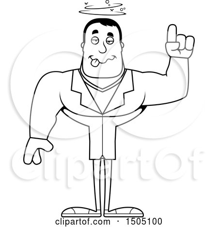 Clipart of a Black and White Drunk Buff Male Doctor - Royalty Free Vector Illustration by Cory Thoman