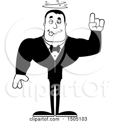 Clipart of a Black and White Drunk Buff Male Groom - Royalty Free Vector Illustration by Cory Thoman