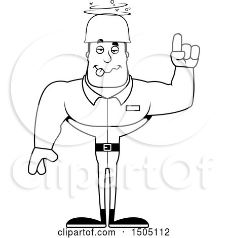 Clipart of a Black and White Drunk Buff Male Army Soldier - Royalty Free Vector Illustration by Cory Thoman