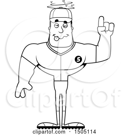 Clipart of a Black and White Drunk Buff Male Baseball Player - Royalty Free Vector Illustration by Cory Thoman