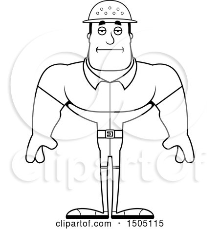 Clipart of a Black and White Bored Buff Male Zookeeper - Royalty Free Vector Illustration by Cory Thoman