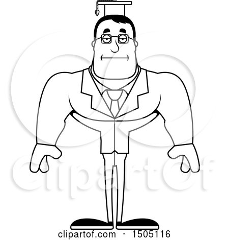 Clipart of a Black and White Bored Buff Male Teacher - Royalty Free Vector Illustration by Cory Thoman