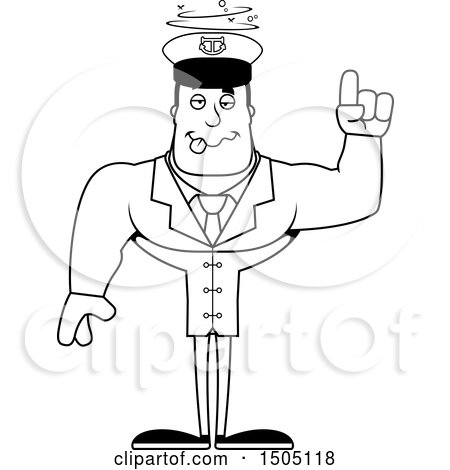 Clipart of a Black and White Drunk Buff Male Sea Captain - Royalty Free Vector Illustration by Cory Thoman