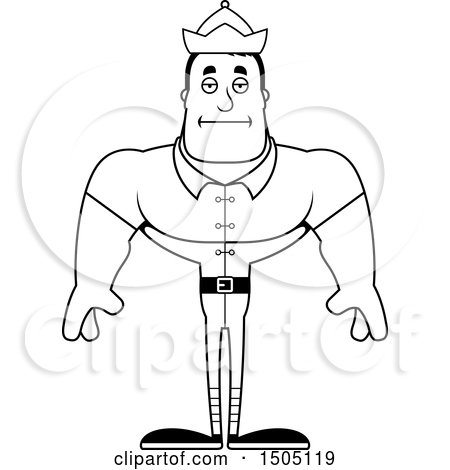 Clipart of a Black and White Bored Buff Male Christmas Elf - Royalty Free Vector Illustration by Cory Thoman
