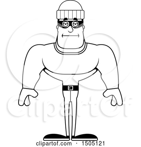 Clipart of a Black and White Bored Buff Male Robber - Royalty Free Vector Illustration by Cory Thoman