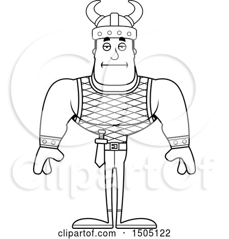 Clipart of a Black and White Bored Buff Male Viking - Royalty Free Vector Illustration by Cory Thoman