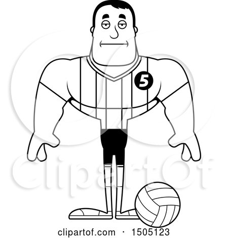 Clipart of a Black and White Bored Buff Male Volleyball Player - Royalty Free Vector Illustration by Cory Thoman