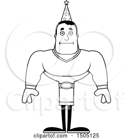 Clipart of a Black and White Bored Buff Male Wizard - Royalty Free Vector Illustration by Cory Thoman