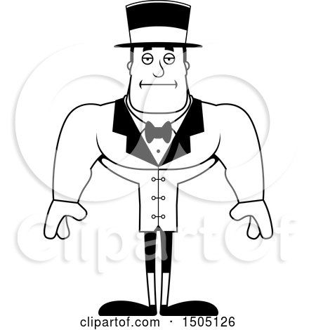 Clipart of a Black and White Bored Buff Male Circus Ringmaster - Royalty Free Vector Illustration by Cory Thoman
