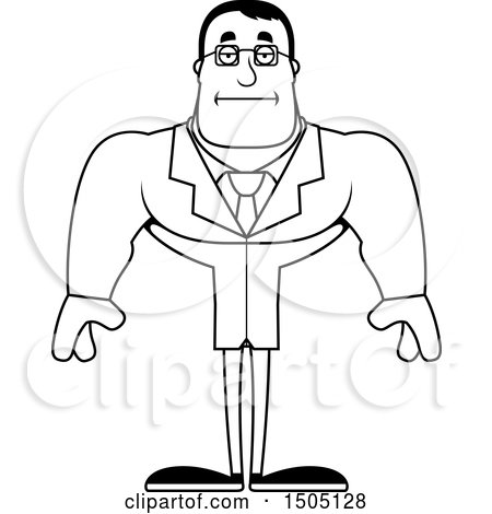 Clipart of a Black and White Bored Buff Male Scientist - Royalty Free Vector Illustration by Cory Thoman