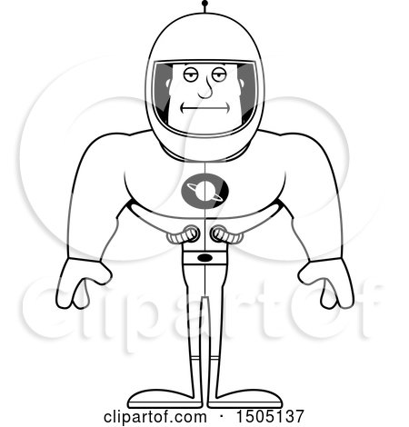 Clipart of a Black and White Bored Buff Male Astronaut - Royalty Free Vector Illustration by Cory Thoman