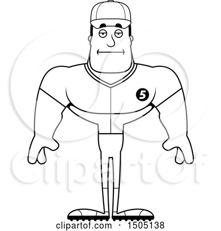 Clipart of a Black and White Bored Buff Male Baseball Player - Royalty Free Vector Illustration by Cory Thoman