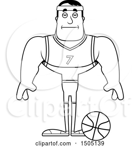 Clipart of a Black and White Bored Buff Male Basketball Player - Royalty Free Vector Illustration by Cory Thoman