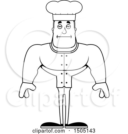 Clipart of a Black and White Bored Buff Male Chef - Royalty Free Vector Illustration by Cory Thoman