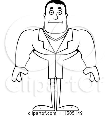 Clipart of a Black and White Bored Buff Male Doctor - Royalty Free Vector Illustration by Cory Thoman