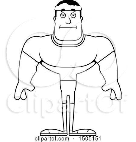 Clipart of a Black and White Bored Buff Male Fitness Guy - Royalty Free Vector Illustration by Cory Thoman