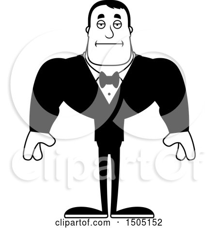 Clipart of a Black and White Bored Buff Male Groom - Royalty Free Vector Illustration by Cory Thoman