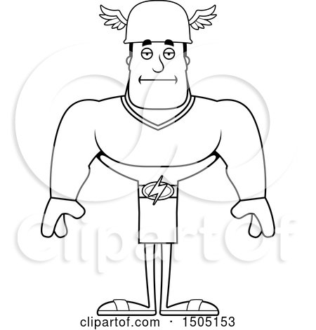 Clipart of a Black and White Bored Buff Male Hermes - Royalty Free Vector Illustration by Cory Thoman