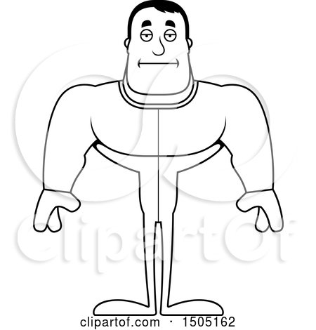 Clipart of a Black and White Bored Buff Male in Pjs - Royalty Free Vector Illustration by Cory Thoman