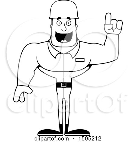 Clipart of a Black and White Buff Male Army Soldier with an Idea - Royalty Free Vector Illustration by Cory Thoman